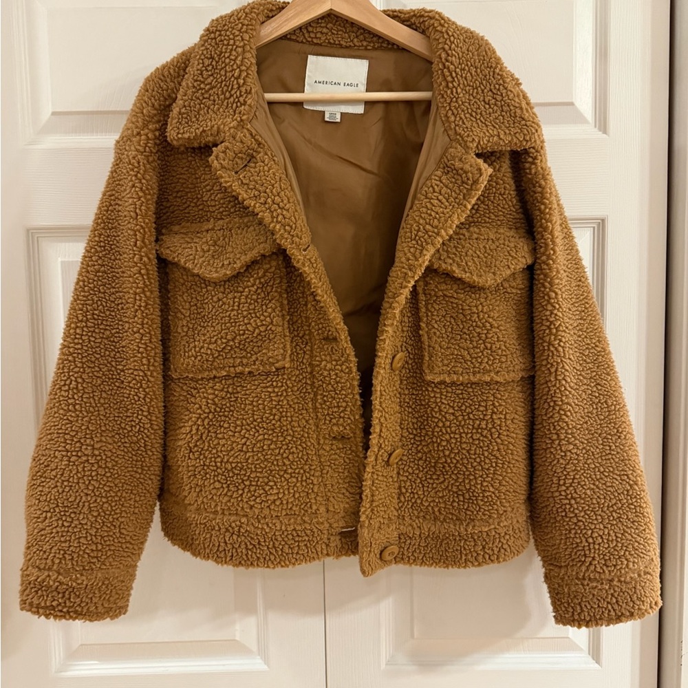 American Eagle Outfitters Sherpa Trucker Brown Jacket - Picture 2 of 5